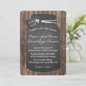 Chic Rustic Mason Unique Jar Chalkboard Weddenscha Kaart (Staand voorkant)