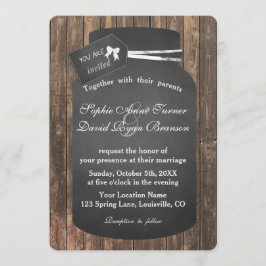 Chic Rustic Mason Unique Jar Chalkboard Weddenscha Kaart