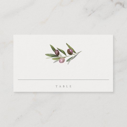 Chic Rustic Minimal Olive Branch Fauna Wedding Plaatskaartje (Achterkant)