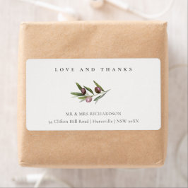 Chic Rustic Minimal Olive Branch Foliage Address Etiket