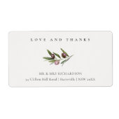 Chic Rustic Minimal Olive Branch Foliage Address Etiket (Voorkant)