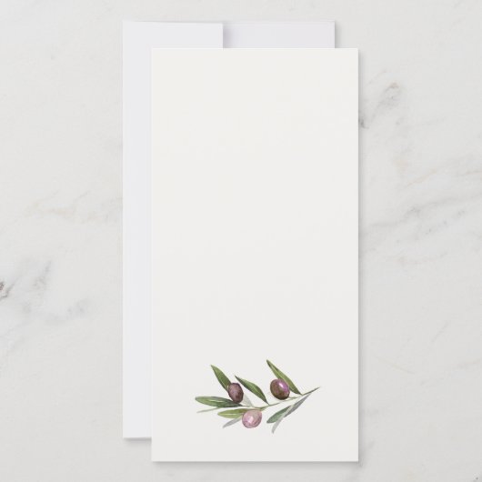 Chic Rustic Minimal Olive Branch Foliage Wedding Bedankkaart (Achterkant)