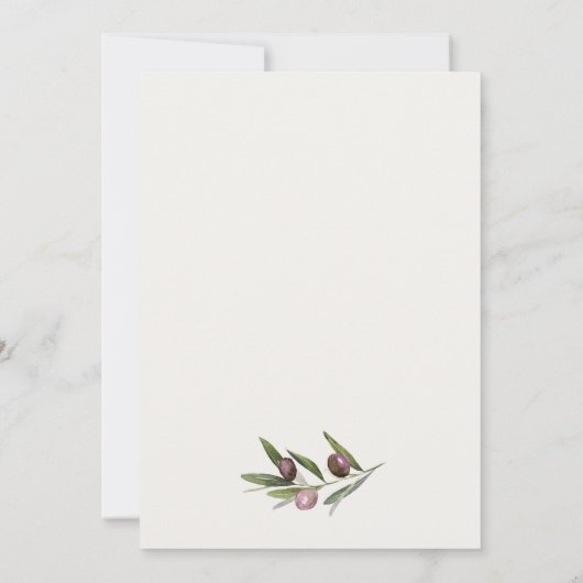 Chic Rustic Minimal Olive Branch Foliage Wedding Bedankkaart (Achterkant)