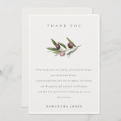 Chic Rustic Minimal Olive Branch Foliage Wedding Bedankkaart (Voorkant / Achterkant)