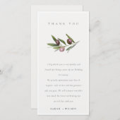 Chic Rustic Minimal Olive Branch Foliage Wedding Bedankkaart (Voorkant / Achterkant)