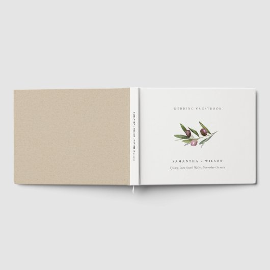 Chic Rustic Minimal Olive Branch Foliage Wedding Gastenboek (Volledig)