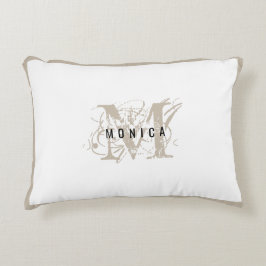 Chic Rustic Modern Beige Monogram Accent Kussen