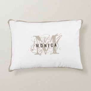 Chic Rustic Modern Beige Monogram Accent Kussen