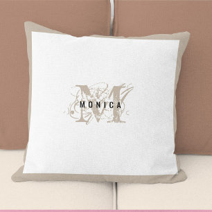 Chic Rustic Modern Beige Monogram Kussen