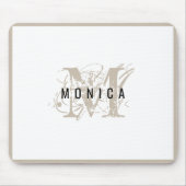 Chic Rustic Modern Beige Monogram Muismat (Voorkant)