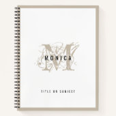 Chic Rustic Modern Beige Monogram School Kantoor Notitieboek (Voorkant)