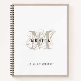 Chic Rustic Modern Beige Monogram School Kantoor Notitieboek