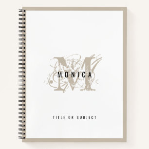 Chic Rustic Modern Beige Monogram School Kantoor Notitieboek
