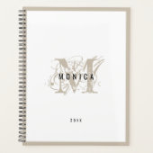 Chic Rustic Modern Beige Monogram School Kantoor Planner (Voorkant)