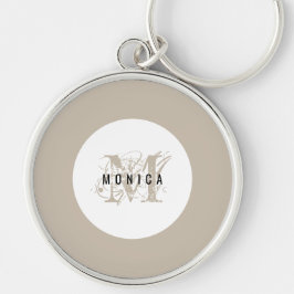 Chic Rustic Modern Beige Monogram Sleutelhanger