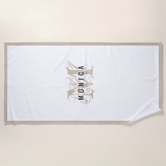 Chic Rustic Modern Beige Monogram Strandlaken (Voorkant)