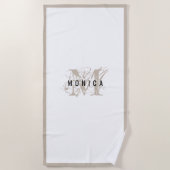 Chic Rustic Modern Beige Monogram Strandlaken (Voorkant)