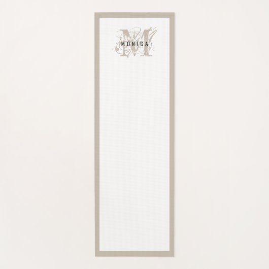Chic Rustic Modern Beige Monogram Yogamat (Voorkant)