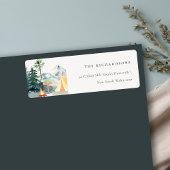 Chic Rustic Pine Bossen Camping Mountain Adres Etiket