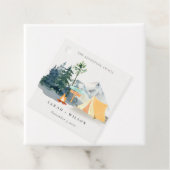 Chic Rustic Pine Bossen Camping Mountain Wedding Bedankjes Labels (In situ)