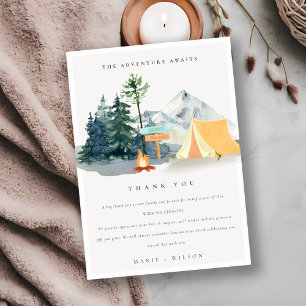 Chic Rustic Pine Bossen Camping Mountain Wedding Bedankkaart