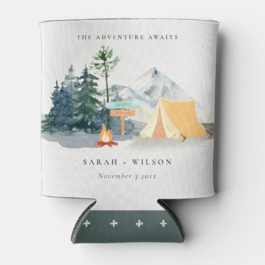 Chic Rustic Pine Bossen Camping Mountain Wedding Blikjeskoeler (Voorkant)