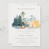 Chic Rustic Pine Bossen Camping Mountain Wedding Kaart (Voorkant)