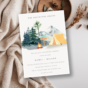 Chic Rustic Pine Bossen Camping Mountain Wedding Kaart