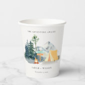 Chic Rustic Pine Bossen Camping Mountain Wedding Papieren Bekers (Voorkant)