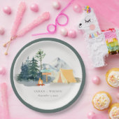 Chic Rustic Pine Bossen Camping Mountain Wedding Papieren Bordje (Feest)