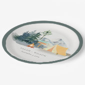 Chic Rustic Pine Bossen Camping Mountain Wedding Papieren Bordje (Gekanteld)