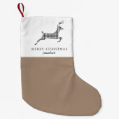 Chic Rustic Plaid Deer met Voeg Naam Kerstmis toe Kleine Kerstsok (Voorkant)