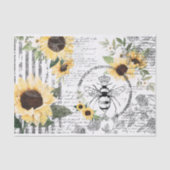 Chic Rustic  Queen Honey Bee Sunflower Tissuepapier (Voorkant)