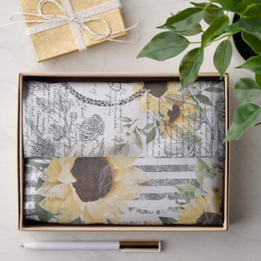 Chic Rustic  Queen Honey Bee Sunflower Tissuepapier (Geschenk)