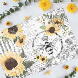 Chic Rustic  Queen Honey Bee Sunflower Tissuepapier