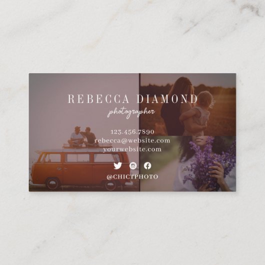 Chic Rustic Roos Gold Overlay 4 Fotoscript Visitekaartje (Achterkant)