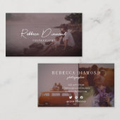 Chic Rustic Roos Gold Overlay 4 Fotoscript Visitekaartje (Voorkant / Achterkant)