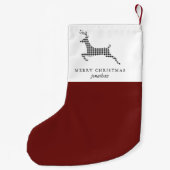 Chic Rustic-speldeer met aanduiding Rode Kerstmis Kleine Kerstsok (Achterkant)