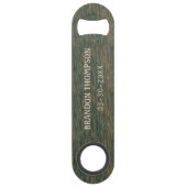 Chic Rustic Steel Grijs Blauw Hout Grain Patroon Speed Flessenopener (Voorkant)