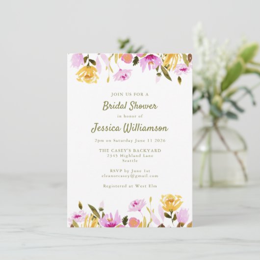 Chic Rustic Summer Waterverf Floral Vrijgezellenfe Kaart (Staand voorkant)