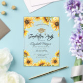 Chic Rustic Sunflower, Afstuderen String Lights Acryl Uitnodigingen (Insitu (Huwelijk))