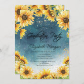 Chic Rustic Sunflower, Afstuderen String Lights Kaart (Voorkant / Achterkant)