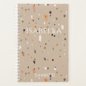 Chic rustic taupe terrazzo planner (Voorkant)