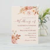 Chic Rustic Terracotta Boho Herfst Foliage Wedding Kaart (Staand voorkant)