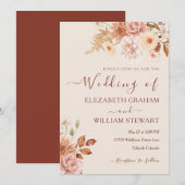 Chic Rustic Terracotta Boho Herfst Foliage Wedding Kaart (Voorkant / Achterkant)