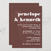 Chic Rustic Terracotta Floral Line Art Wedding Kaart (Voorkant / Achterkant)