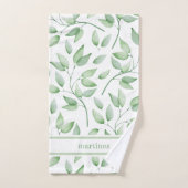 Chic Rustic Waterverf Botanische bladeren en naam Handdoek (Handdoek)