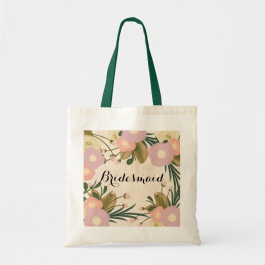 Chic Rustic Waterverf Floral Custom Bridesmaid Tote Bag (Voorkant)