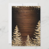 Chic Rustic Wood Glitter Kerstboomfeest Kaart (Achterkant)