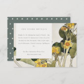 Chic Rustic Yellow Daffodil Floral Wedding Details Informatiekaartje (Voorkant / Achterkant)